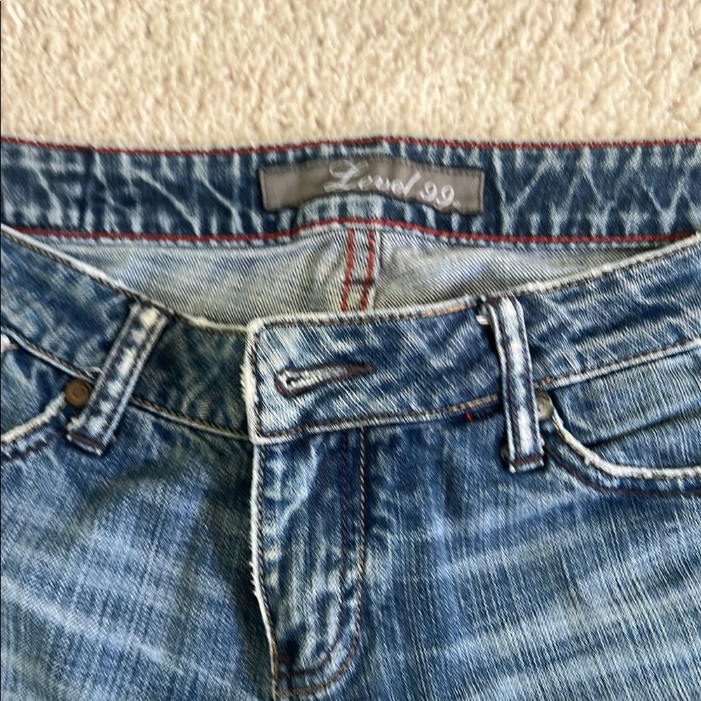 Level 99 Blue Classic Denim Jeans with Natural Fading